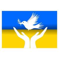 Ukrainian flag with dove sign of peace. vector