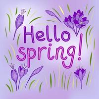 Hello Spring hand sketched logotype vector