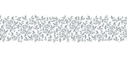 seamless brush, border with plant design.  floral frame background template with leaves, branches  seamless borders, greenery frame. vector