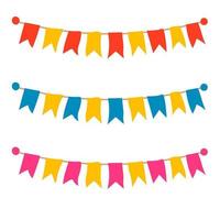 Multicolored bright buntings garlands isolated on white background. vector