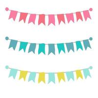 Multicolored bright buntings garlands isolated on white background. vector