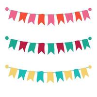 Multicolored bright buntings garlands isolated on white background. vector