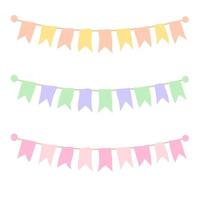 Multicolored bright buntings garlands isolated on white background. vector