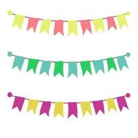 Multicolored bright buntings garlands isolated on white background. vector