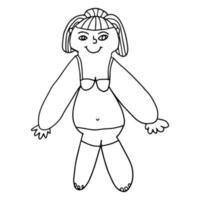 Doodle young fat lady in swimsuit. Body Positive concept isolated on white background. vector