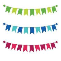 Multicolored bright buntings garlands isolated on white background. vector