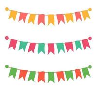 Multicolored bright buntings garlands isolated on white background. vector