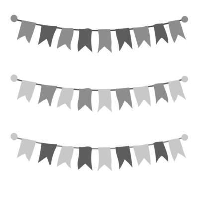 Gray  buntings garlands isolated on white background.