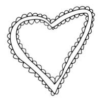 Cute doodle heart with braid isolated on white background. vector