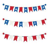 Multicolored bright buntings garlands isolated on white background vector