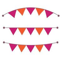 Multicolored bright buntings garlands isolated on white background vector