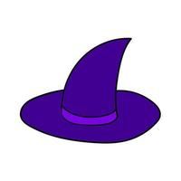 cartoonaCartoon doodle linear witch hat isolated on white background. vector