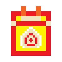 calendario con icono de píxel de huevo de pascua. diseño de mosaico ilustración vectorial símbolo de vacaciones cristianas de primavera. vector