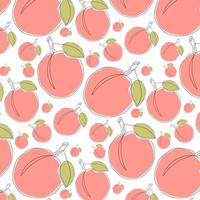 Peaches seamless pattern. Vector illustration