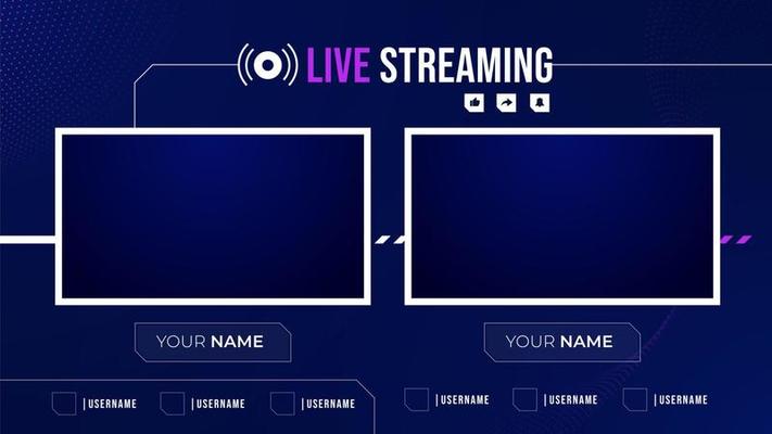 modern screen panel overlay frame set design template for games streaming