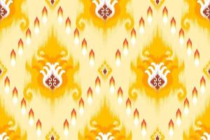Ikat ethnic seamless pattern design. Aztec fabric carpet mandala ornament chevron textile decoration wallpaper. Tribal silk native traditional embroidery vector illustrations background