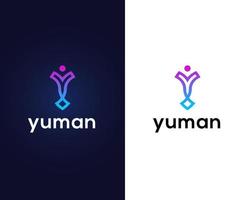 letter y with man logo design vector template