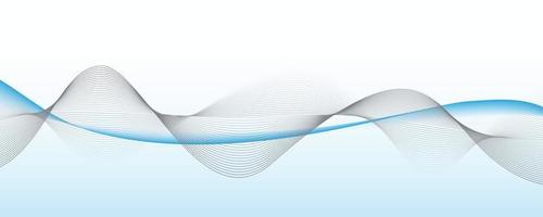 Abstract wavy line banner on white and blue gradient background vector