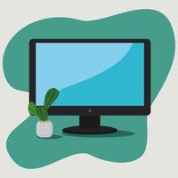 Television with a small cactus vector illustration