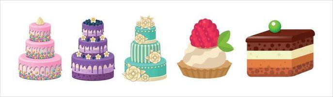 Cartoon birthday party cakes vector