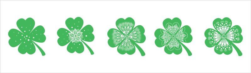 green leaf icons set on white background vector