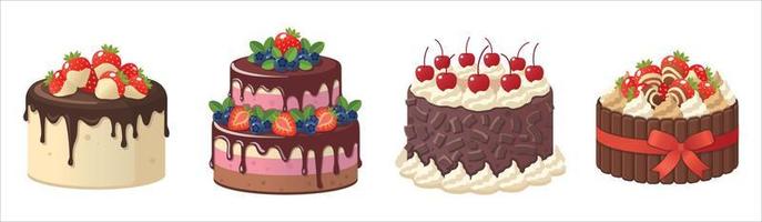 Cakes icons collection vector