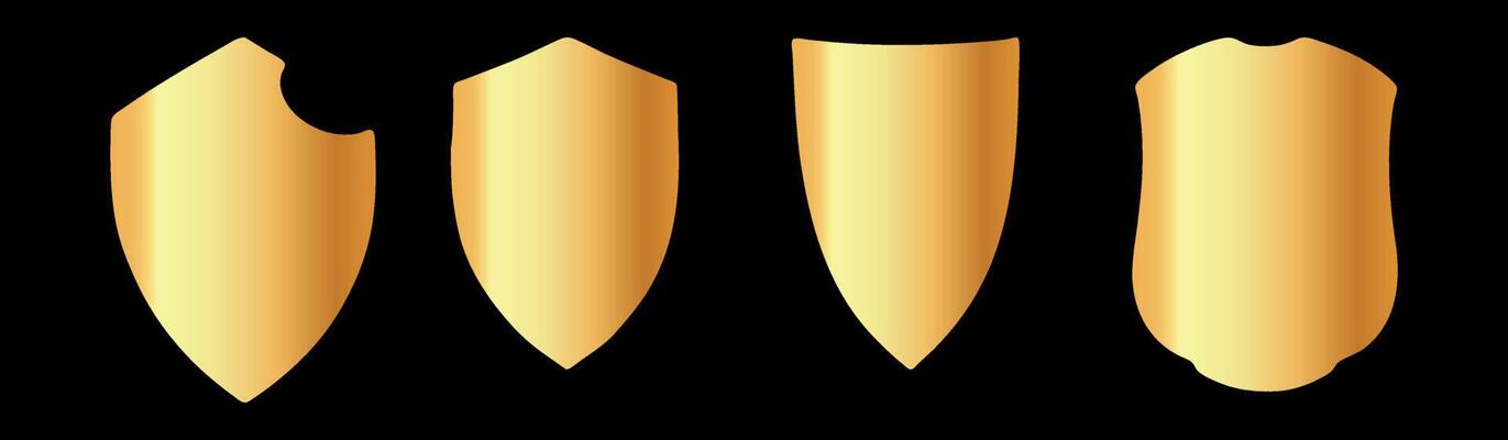 golden shield design set with various shapes vector