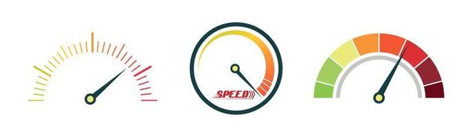 Speedometer, Credit Score and Level Measure Icon Set Vector Design