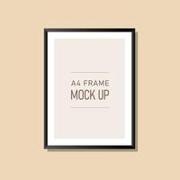 black A4 poster frame mock up design vector