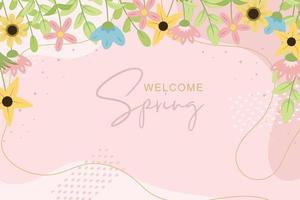 Beautiful hand drawn spring flower background vector