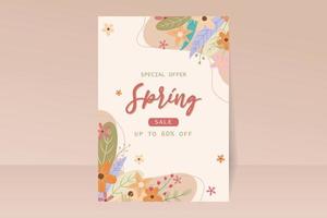 Spring sale flyer template in flat design vector