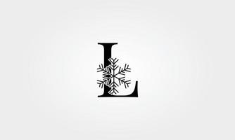 alphabet snow flake letter l vector