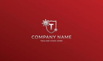 letter T anti viral shield logo template for company product or volunteer vector