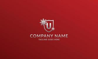 letter U anti viral shield logo template for company product or volunteer vector
