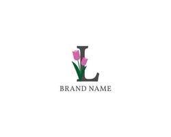 letter L tulip alphabet vintage logo vector