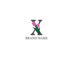 letter X tulip alphabet vintage logo vector