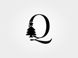 árbol de navidad letras q vector