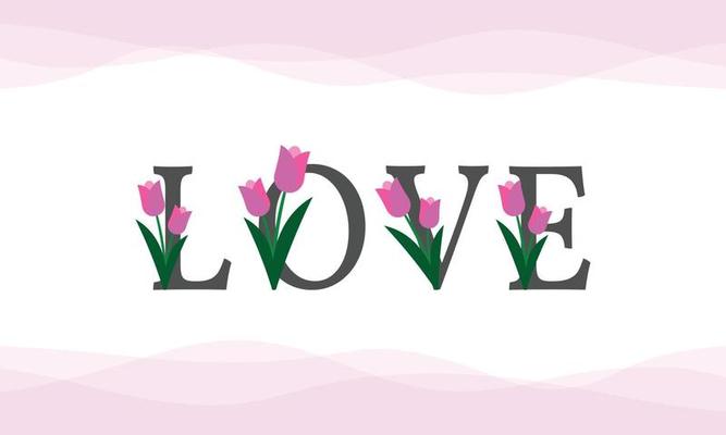 tulips love romantic decorative text with soft background