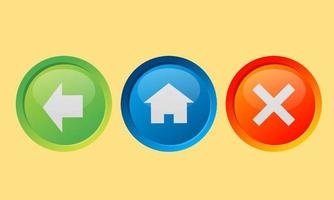 home, back, close multicolor icon button. 3d circle colorful design element. editable vector