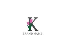 letter K tulip alphabet vintage logo vector