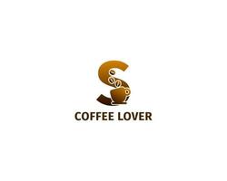 letter S coffe and cup logo template vector