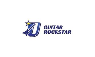 letter U electric guitar alphabet logo vector