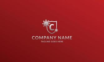 letter C anti viral shield logo template for company product or volunteer vector