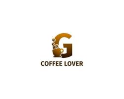 letter G coffe and cup logo template vector