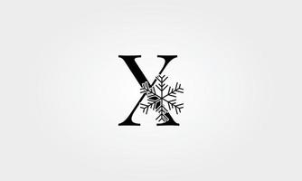 alphabet snow flake letter x vector