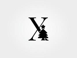 árbol de navidad letras x vector