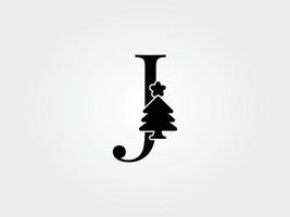 árbol de navidad letras j vector