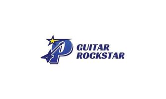 logotipo del alfabeto de la guitarra eléctrica de la letra p vector