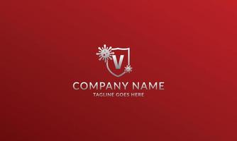 letter V anti viral shield logo template for company product or volunteer vector