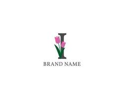 letra i tulipán alfabeto vintage logo vector